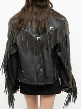 Load image into Gallery viewer, Vintage x OPEN ROAD Black Leather Concho Fringe Jacket (S-L)