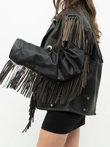 Vintage x OPEN ROAD Black Leather Concho Fringe Jacket (S-L)