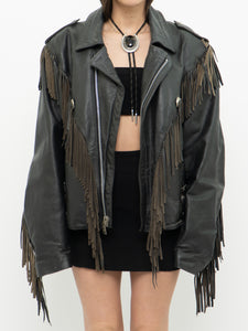 Vintage x OPEN ROAD Black Leather Concho Fringe Jacket (S-L)