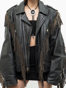 Vintage x OPEN ROAD Black Leather Concho Fringe Jacket (S-L)