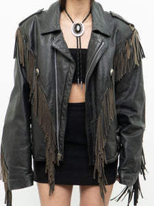 Vintage x OPEN ROAD Black Leather Concho Fringe Jacket (S-L)