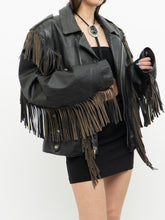 Load image into Gallery viewer, Vintage x OPEN ROAD Black Leather Concho Fringe Jacket (S-L)