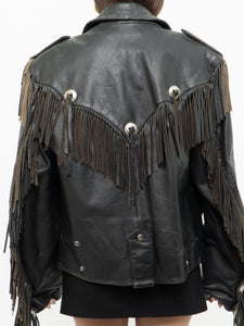 Vintage x OPEN ROAD Black Leather Concho Fringe Jacket (S-L)