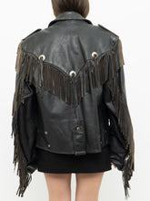 Load image into Gallery viewer, Vintage x OPEN ROAD Black Leather Concho Fringe Jacket (S-L)