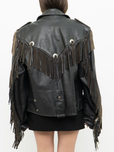 Vintage x OPEN ROAD Black Leather Concho Fringe Jacket (S-L)