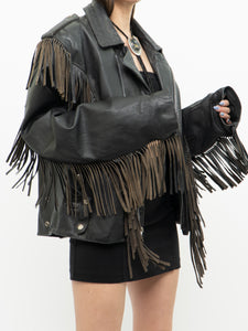 Vintage x OPEN ROAD Black Leather Concho Fringe Jacket (S-L)