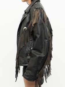 Vintage x OPEN ROAD Black Leather Concho Fringe Jacket (S-L)