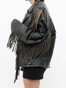 Vintage x OPEN ROAD Black Leather Concho Fringe Jacket (S-L)