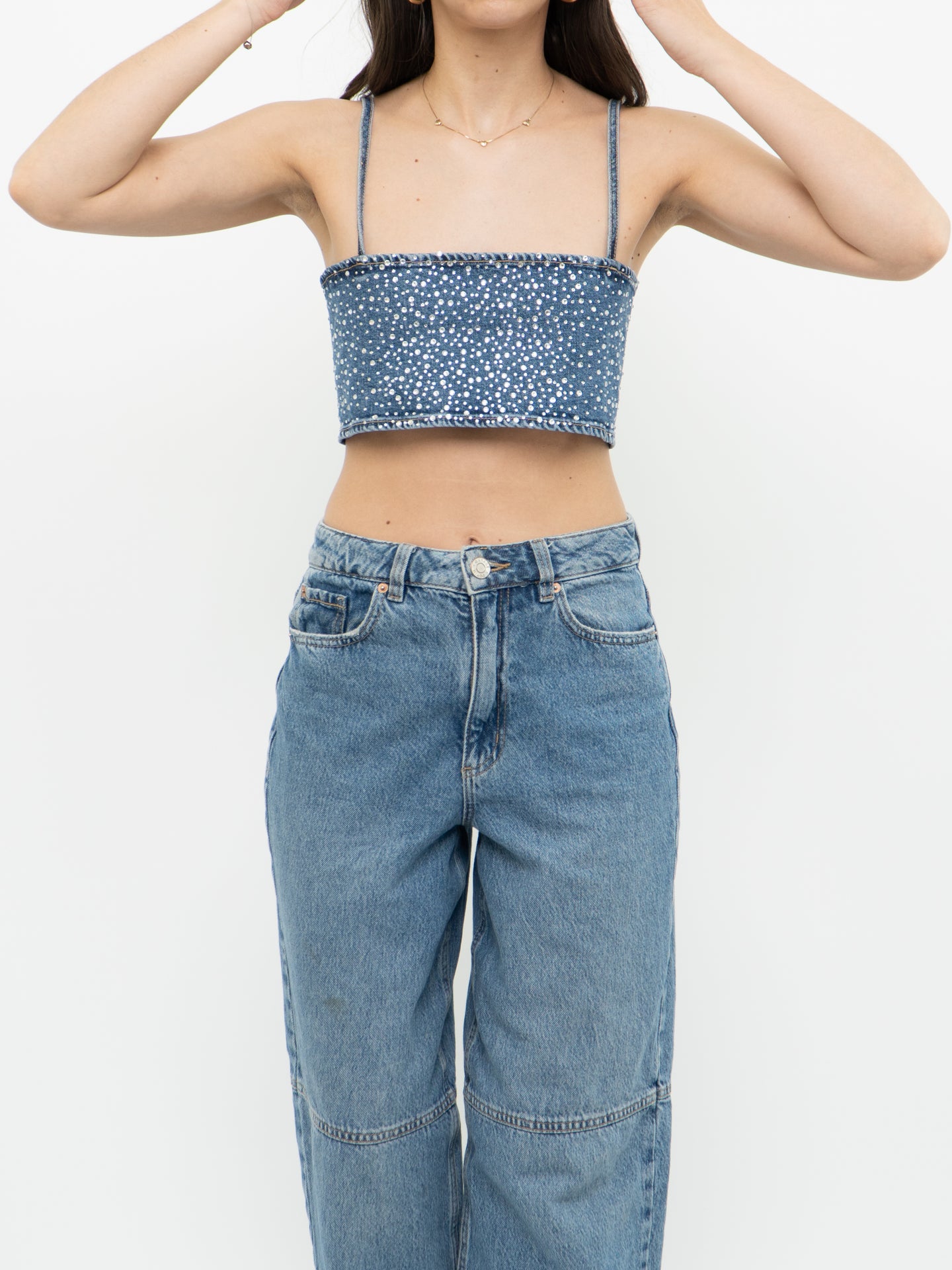 ZARA x Deadstock Rhinestone Denim Top (M)