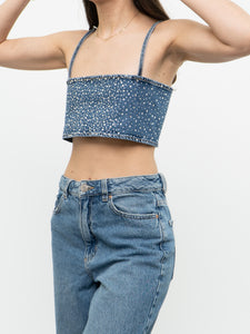 ZARA x Deadstock Rhinestone Denim Top (M)