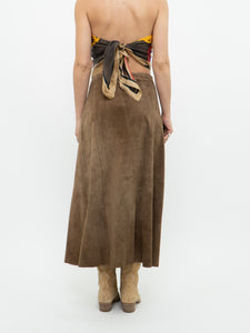 Vintage x Brown Suede Midi Skirt (S, M)