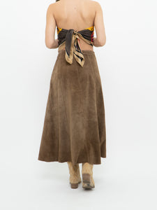 Vintage x Brown Suede Midi Skirt (S, M)