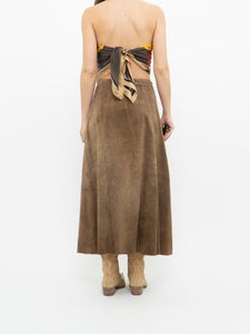 Vintage x Brown Suede Midi Skirt (S, M)