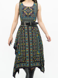 Modern x Black Colourful Paisley Asymmetric Dress (S)