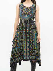 Modern x Black Colourful Paisley Asymmetric Dress (S)