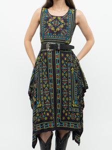 Modern x Black Colourful Paisley Asymmetric Dress (S)