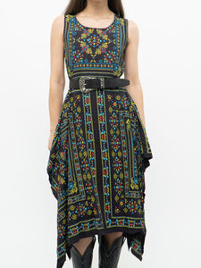 Modern x Black Colourful Paisley Asymmetric Dress (S)