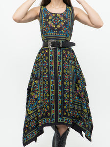 Modern x Black Colourful Paisley Asymmetric Dress (S)