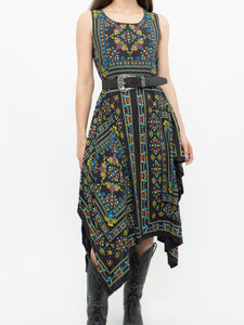 Modern x Black Colourful Paisley Asymmetric Dress (S)