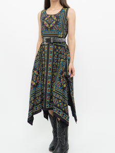 Modern x Black Colourful Paisley Asymmetric Dress (S)