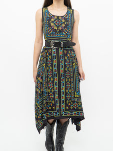 Modern x Black Colourful Paisley Asymmetric Dress (S)