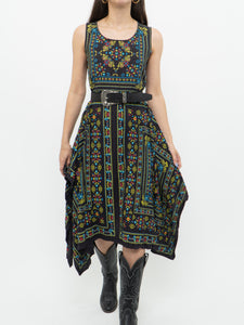 Modern x Black Colourful Paisley Asymmetric Dress (S)