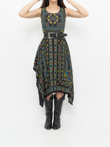 Modern x Black Colourful Paisley Asymmetric Dress (S)