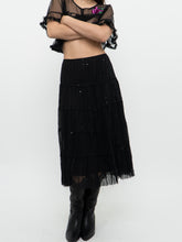 Load image into Gallery viewer, Vintage x Made in USA x Black Sequin Tiered Midi Skirt (M, L)