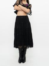 Load image into Gallery viewer, Vintage x Made in USA x Black Sequin Tiered Midi Skirt (M, L)