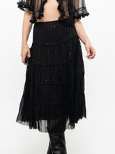 Load image into Gallery viewer, Vintage x Made in USA x Black Sequin Tiered Midi Skirt (M, L)