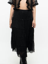 Load image into Gallery viewer, Vintage x Made in USA x Black Sequin Tiered Midi Skirt (M, L)