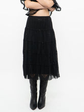 Load image into Gallery viewer, Vintage x Made in USA x Black Sequin Tiered Midi Skirt (M, L)