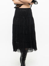 Load image into Gallery viewer, Vintage x Made in USA x Black Sequin Tiered Midi Skirt (M, L)