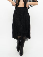 Load image into Gallery viewer, Vintage x Made in USA x Black Sequin Tiered Midi Skirt (M, L)