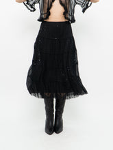 Load image into Gallery viewer, Vintage x Made in USA x Black Sequin Tiered Midi Skirt (M, L)