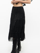 Load image into Gallery viewer, Vintage x Made in USA x Black Sequin Tiered Midi Skirt (M, L)