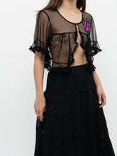 Load image into Gallery viewer, Vintage x Made in USA x Black Sequin Tiered Midi Skirt (M, L)