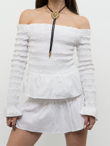 Modern x HM White Cinched Off-Shoulder Set (XS)