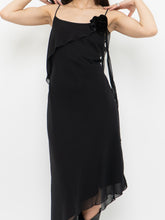 Load image into Gallery viewer, Vintage x Made in Canada x LORI ANN MONTREAL Black Frilly Dress (XS, S)