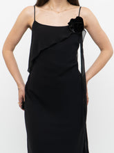 Load image into Gallery viewer, Vintage x Made in Canada x LORI ANN MONTREAL Black Frilly Dress (XS, S)