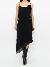 Load image into Gallery viewer, Vintage x Made in Canada x LORI ANN MONTREAL Black Frilly Dress (XS, S)