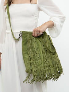 Vintage x Green Suede Fringe Purse