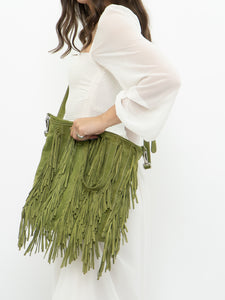 Vintage x Green Suede Fringe Purse