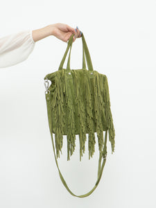 Vintage x Green Suede Fringe Purse