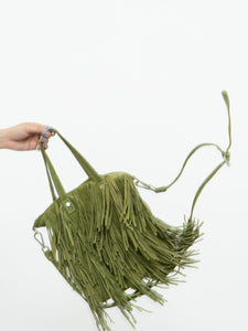 Vintage x Green Suede Fringe Purse