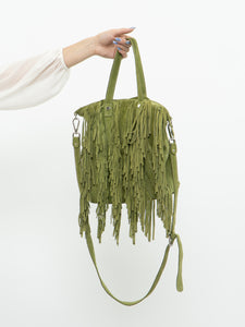 Vintage x Green Suede Fringe Purse