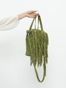 Vintage x Green Suede Fringe Purse