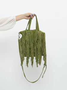 Vintage x Green Suede Fringe Purse