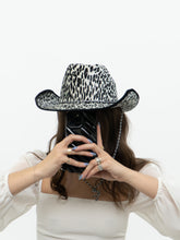 Load image into Gallery viewer, Modern x B&amp;W Fuzzy Leopard Print Cowboy Hat