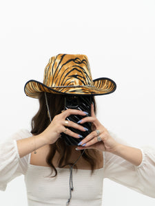 Modern x Fuzzy Tiger Print Cowboy Hat